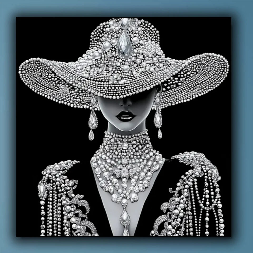 Mysterious Woman DIY Diamond Painting Kit,Full Square Round Acrylic Diamonds Mosaic Craft Art Set Home Decor Gift