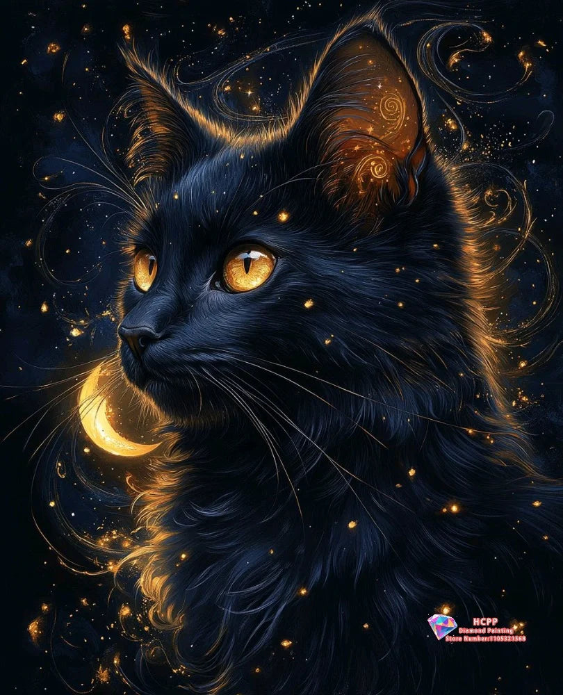 Cat Diamond Painting Kit, Square, Round Diamond 5D DIY Mosaic Handmade Art