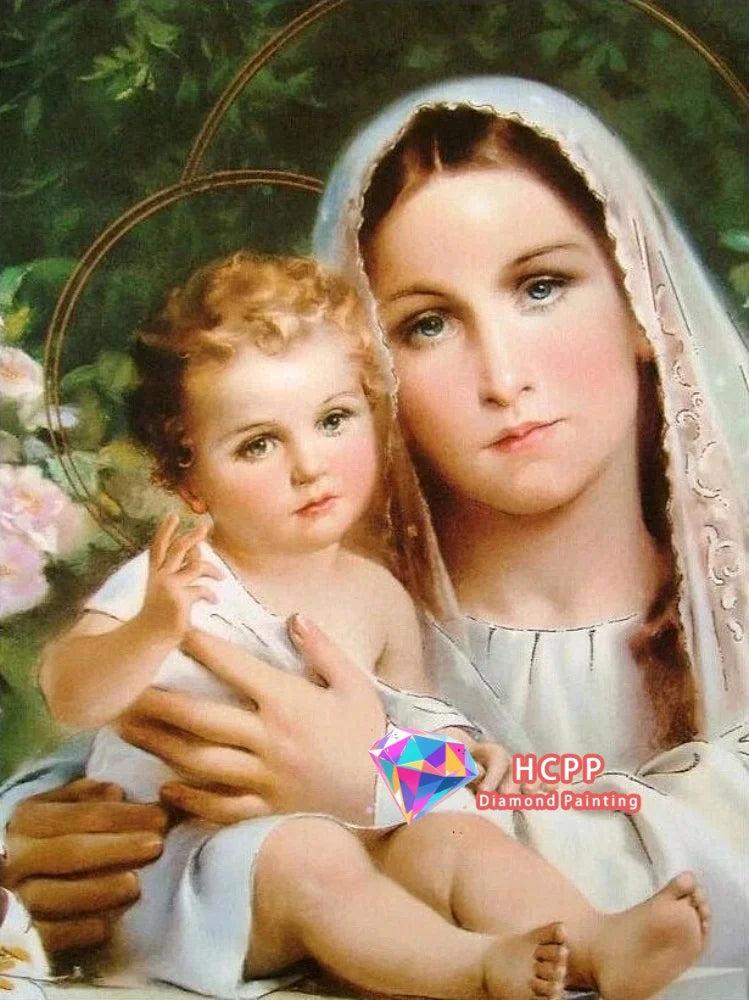Jesus, Virgin Mary Diamond Painting Kit Square or Round Diamond 5D DIY Religious Mosaic