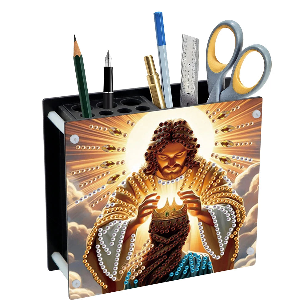 Creative Acrylic Diamond Painting Pencil Holder DIY Kit for Unique Desk Organization and Stress Relief Fun
