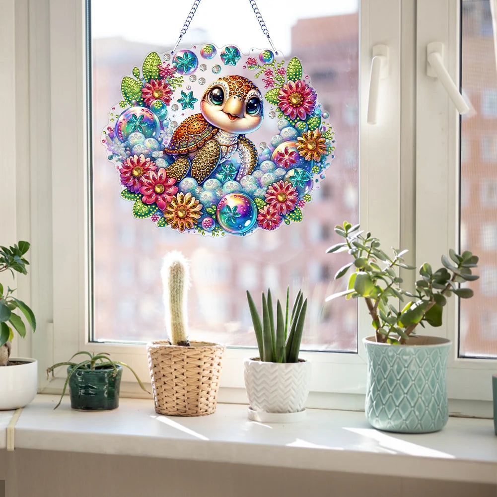 Double Sided Special Shaped Cute Animal Rhinestone Diamond Art Window Pendants, DIY Diamond Painting Hanging Ornament For Adults