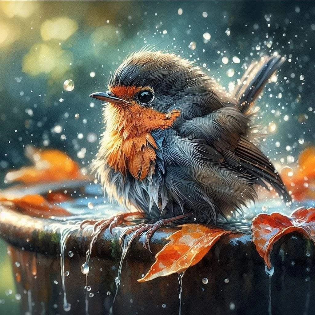 Farm Scenery and Beautiful Birds, 5D Diamond Painting Full Square / Round Drill