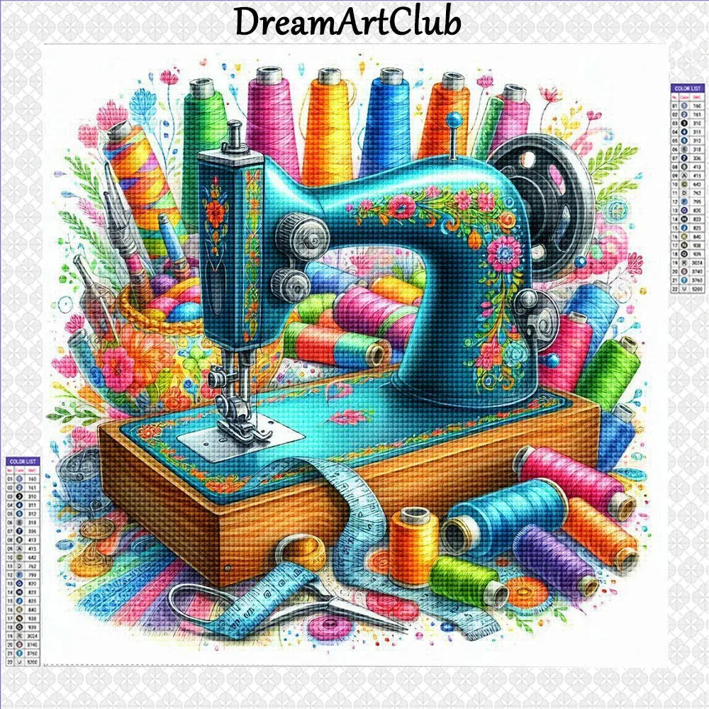 Sewing Machine Diamond Painting Full Round Drill