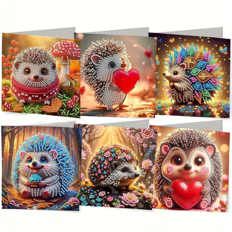 6-piece DIY Diamond Painting Set Birthday Card Set, Bouquet Pattern Design, Water Diamond Painting Art Mosaic