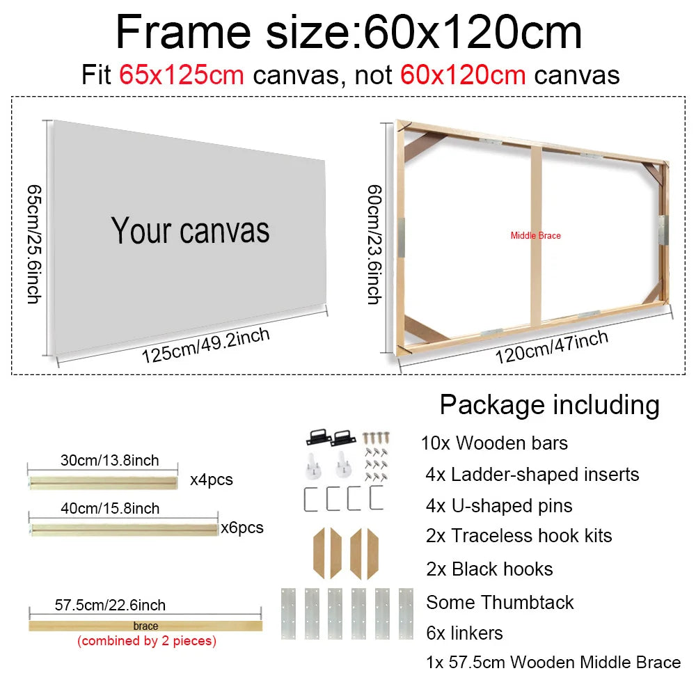 Various Sizes Canvas Frame, Wooden Frames Natural Wooden, Diamond Painting Frames Canvas, Wood Wall Frame