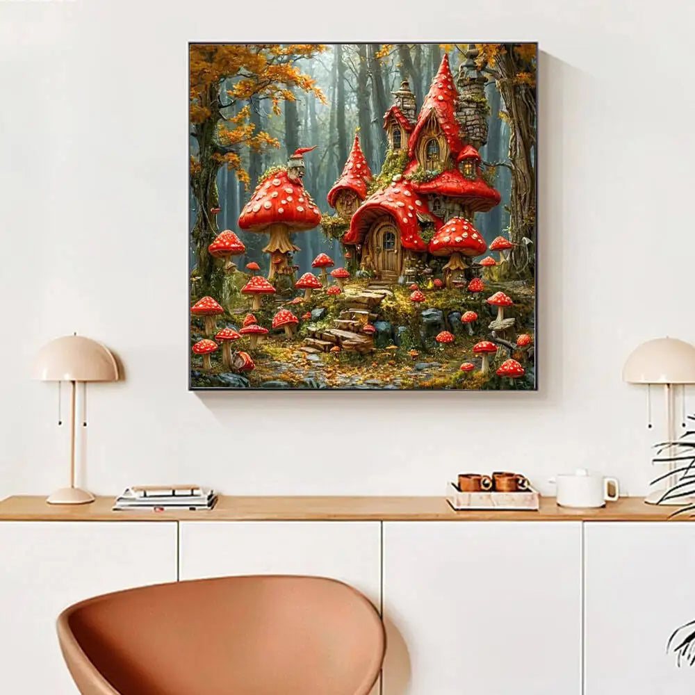 Huacan 5D Diamond Painting Mystery Forest DIY Mushroom House Full Square / Round Drill