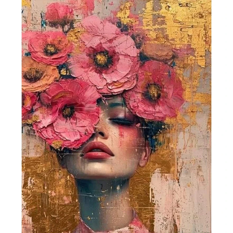 DIY Diamond Painting Beauty Girl Diamond Art Painting Full Square / Round Flower 5D