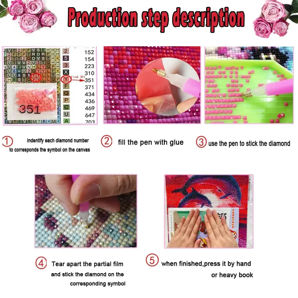 DIY Diamond Painting Beauty And The Beast Diamond Mosaic 5D Square & Round Rhinestone