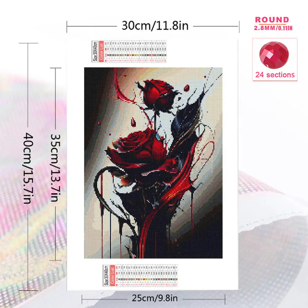 Momoart Diamond Painting, DIY Red Rose Flower Full Square / Round Drill