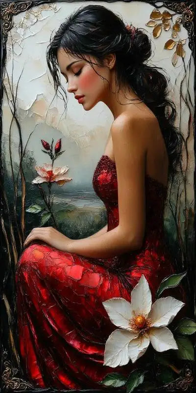 Sexy Red Dress Woman Elegant Goddess Large Size DIY Diamond Painting Full