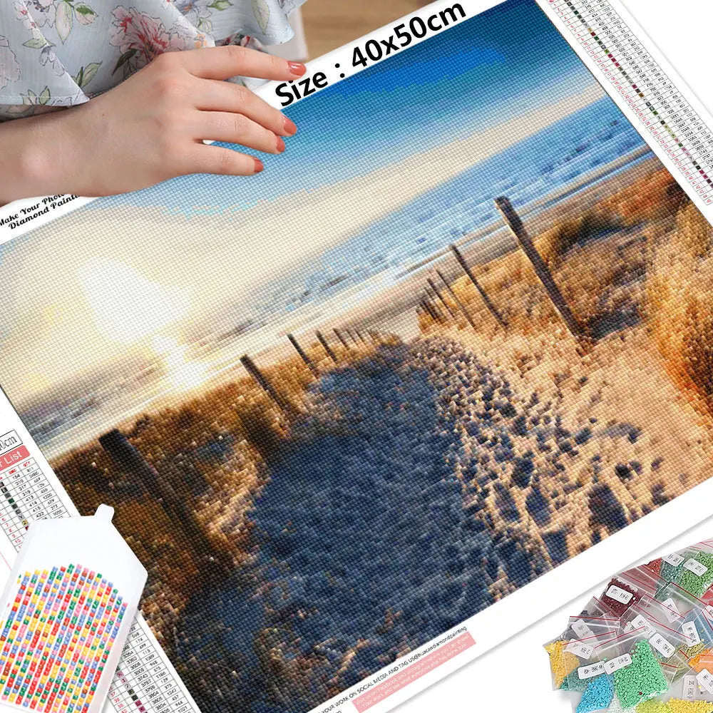 HUACAN 5D DIY Diamond Painting Landscape Sunset Seaside Full Square / Round Drill