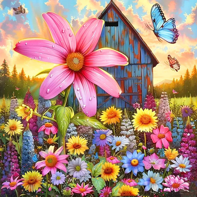 House Diamond Painting Landscape Flower5d DIY Square / Round Full Drill