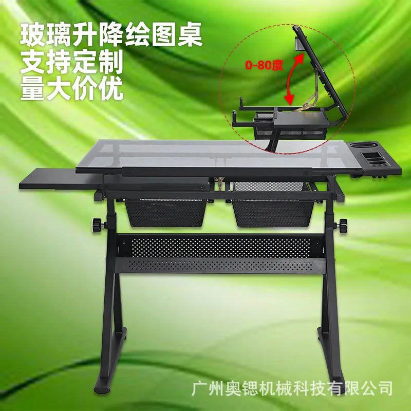 Wooden Lifting Drawing Table Art Classroom Student Drawing Table Tilting Desktop Engineer Drawing Table