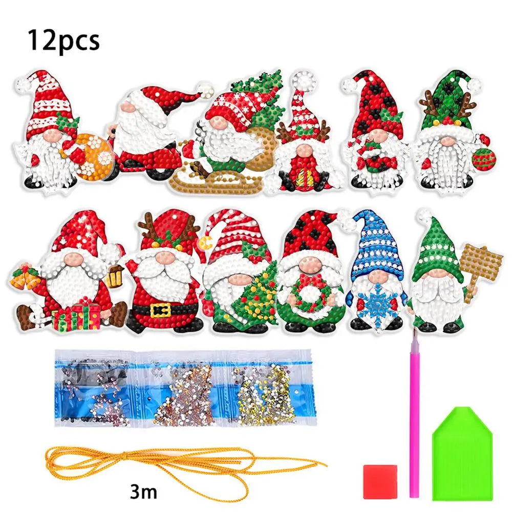 5D Painting Christmas Ornaments Christmas Art Painting Pendant Kit Resin Material Decoration Tool For Christmas Tree Key Chain