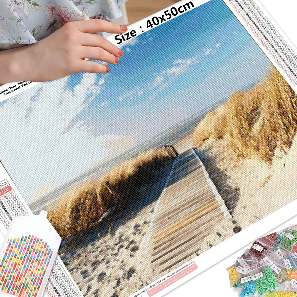 HUACAN 5D DIY Diamond Painting Landscape Sunset Seaside Full Square / Round Drill