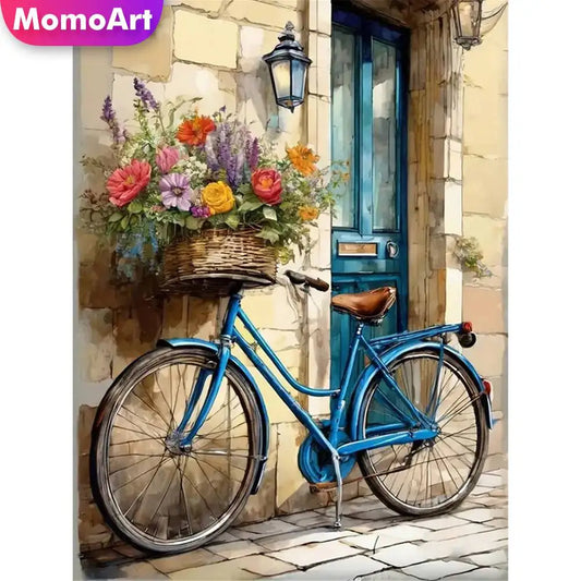 Momoart Classic Bicycle / Flowers / Door Landscape Diamond Painting Kits, DIY Diamond Mosaic  Handmade Gift