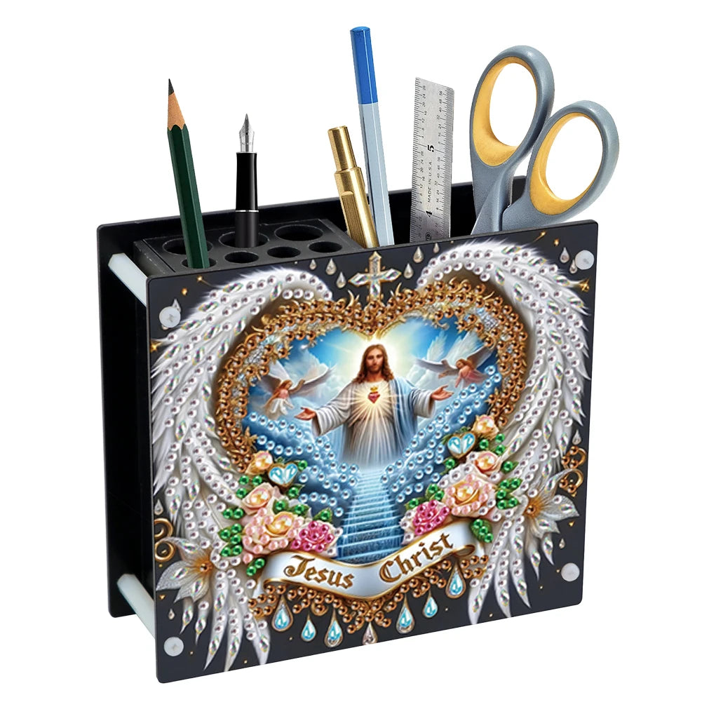 Creative Acrylic Diamond Painting Pencil Holder DIY Kit for Unique Desk Organization and Stress Relief Fun