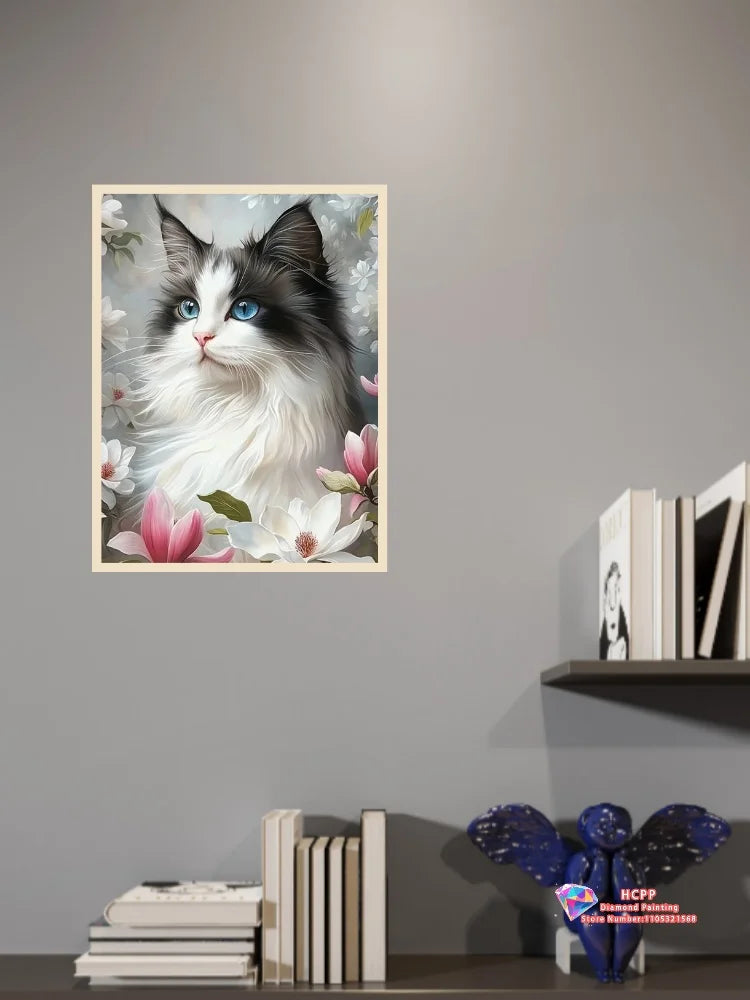 Flower Cat Diamond Painting Kit Square/ Round Diamond 5D DIY