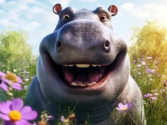 5D DIY Diamond Painting Hippo In Shower Full Square / Round Drill