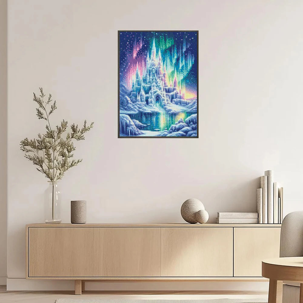 5D DIY Diamond Painting Aurora Castle Landscape Full Round Drill