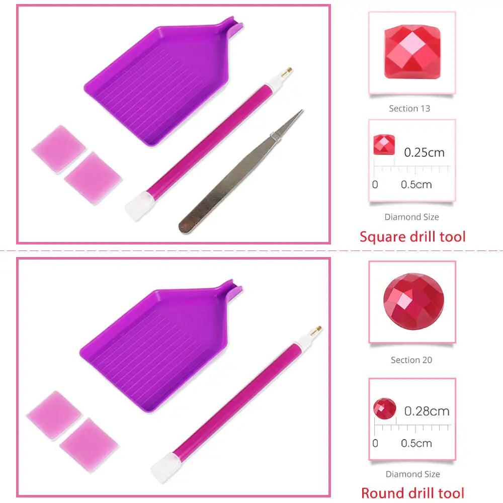 Momoart Diamond Red Rose Flower Full Square / Round Drill