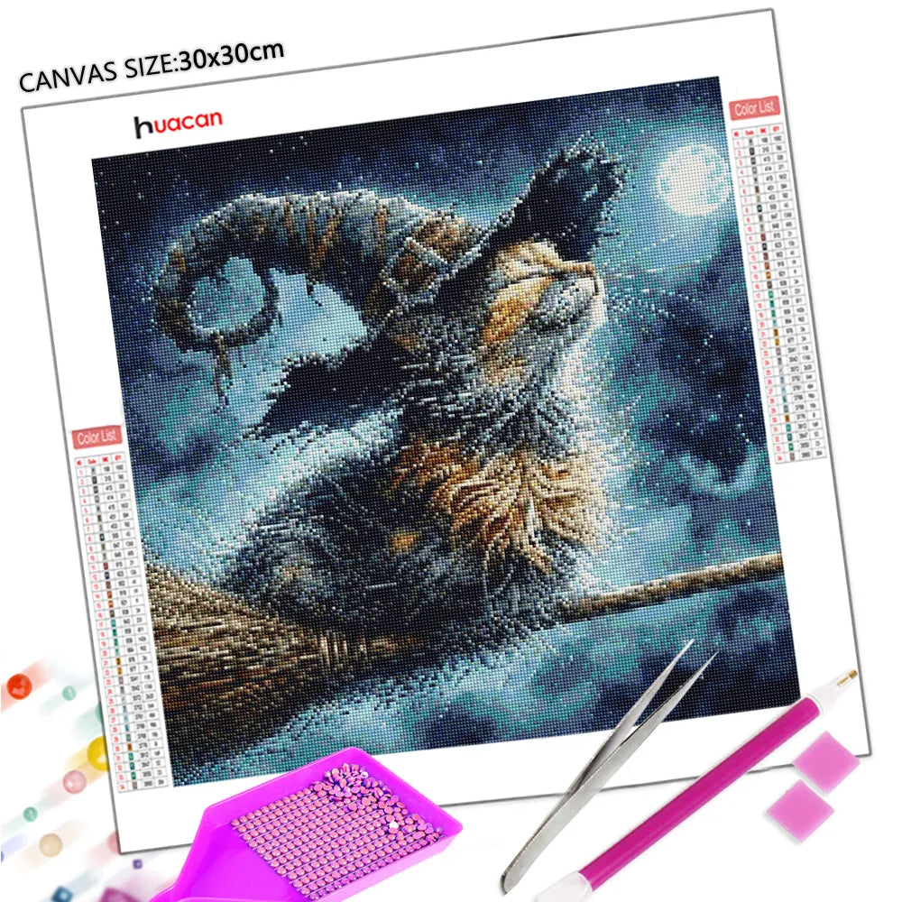 Huacan DIY Diamond Painting Cat & Moon DIY Full Square / Round Drill