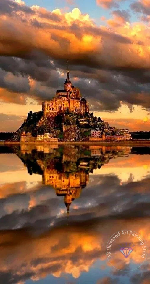 France Castle Mont Saint Michel Diamond Painting Kit 5D DIY Diamond Embroidery Cross Handmade Art Exquisite Gift Home Decoration