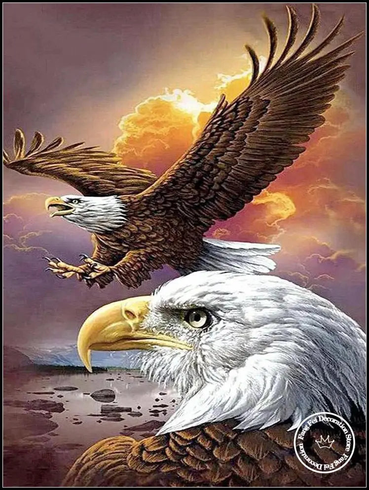 5D DIY Full Drill Eagle Animal Diamond Rhinestone Painting Bald Eagle Cross Stitch Kit Embroidery Picture Mosaic Home Decoration