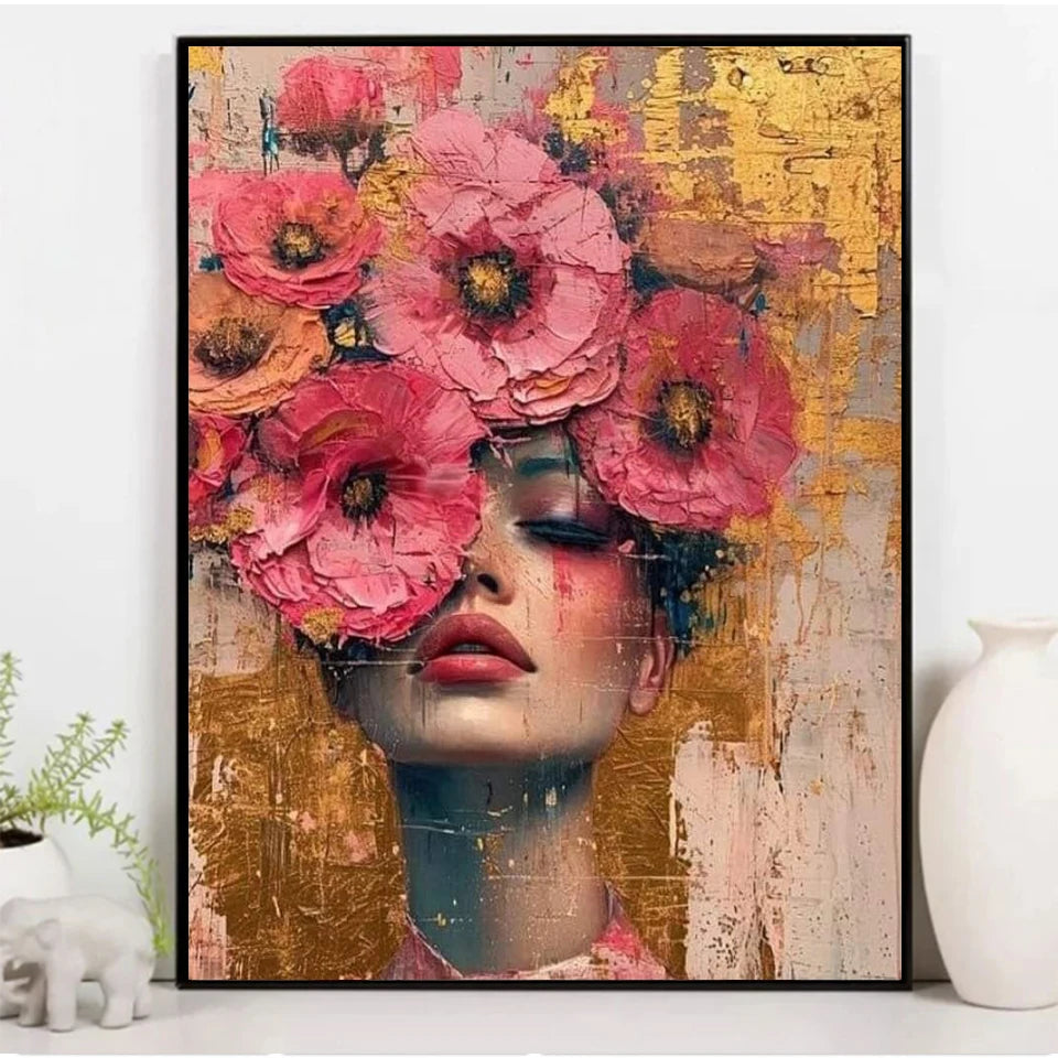 DIY Diamond Painting Beauty Girl Diamond Art Painting Full Square / Round Flower 5D