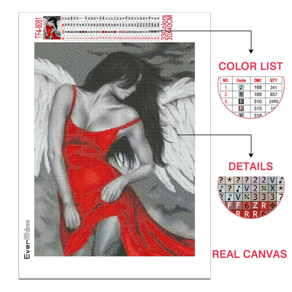 Diamond Painting Woman/Couple Mosaic Black Red Square / Round Full Drill