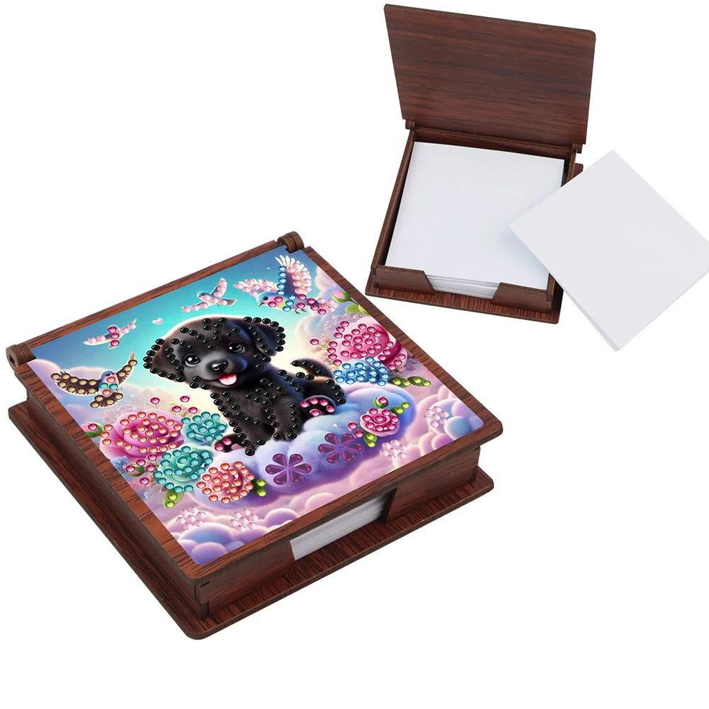 Wooden 5D Diamond Painting Kit Note Box With 160 Sheets Diamond Art Notebook Box For Home/ Office/ School Supplies