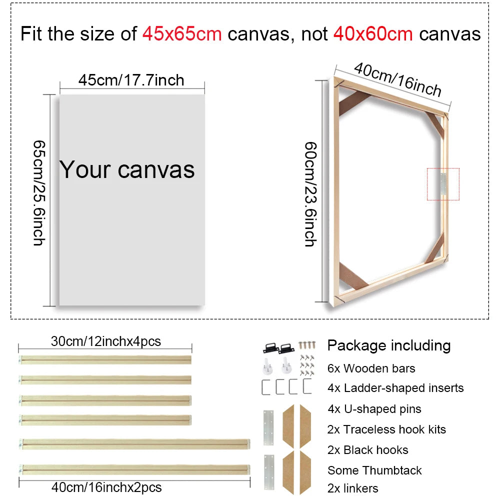 Various Sizes Canvas Frame, Wooden Frames Natural Wooden, Diamond Painting Frames Canvas, Wood Wall Frame