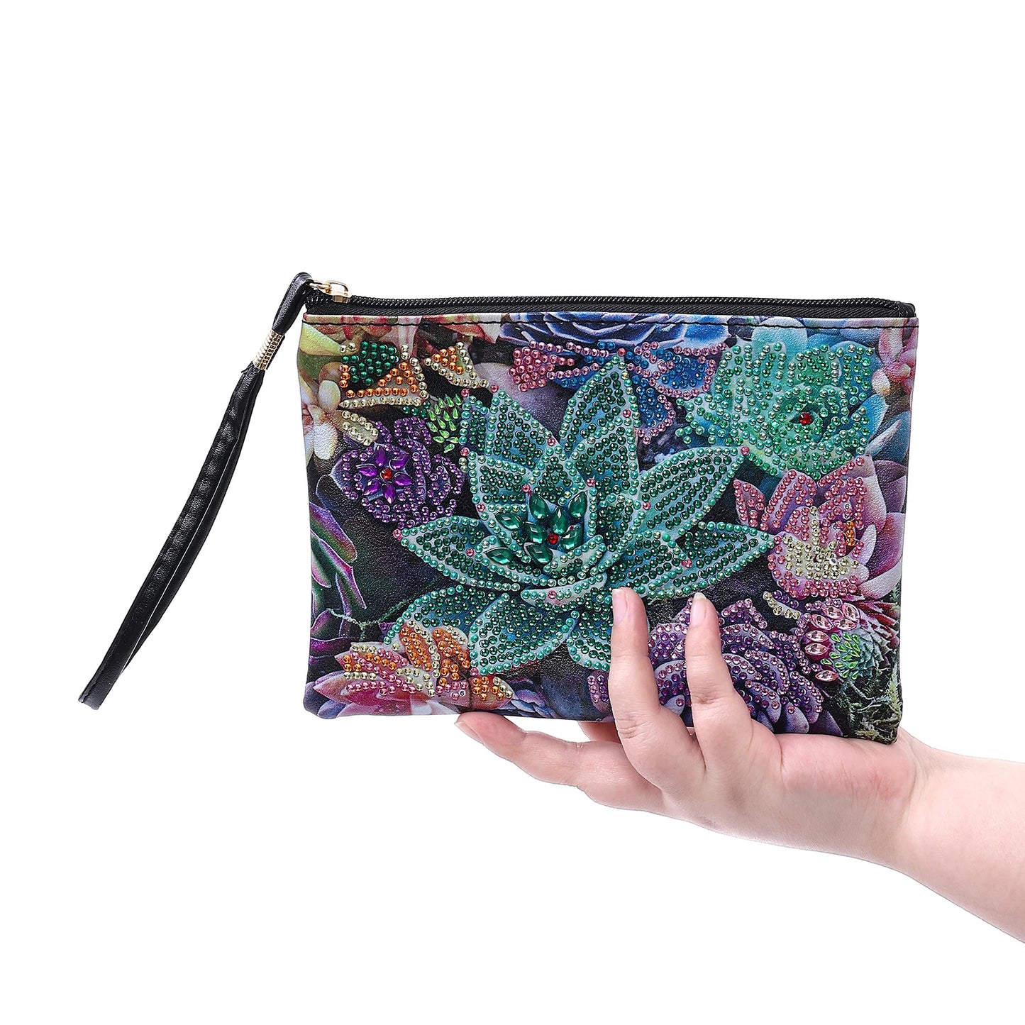 1pc DIY Purses Diamond Painting Mandala Kits for Adults One Sided Drill PU Leather Handbags Cactus Diamond Art Purses for Women