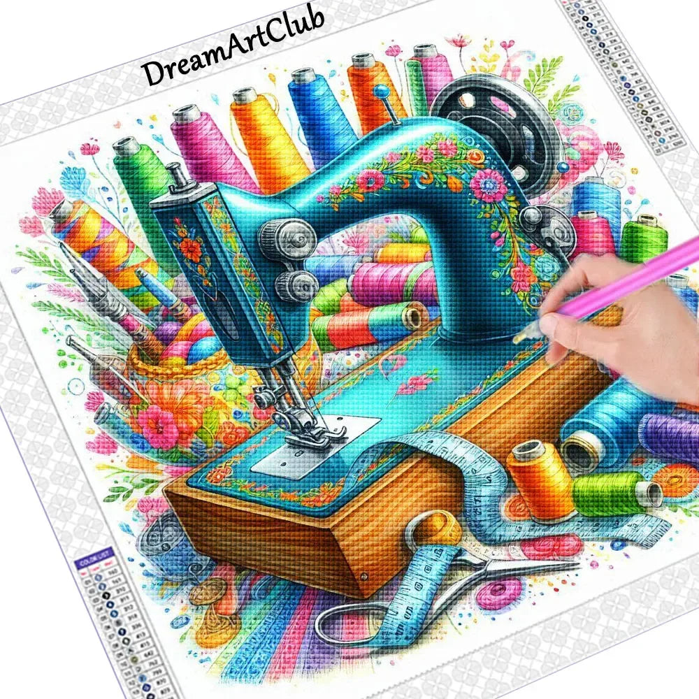 Sewing Machine Diamond Painting Full Round Drill