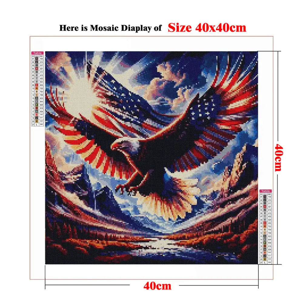 USA Red White Blue Eagle Flag, DIY Diamond Painting Kits Statue of Liberty, Square/Round Drills