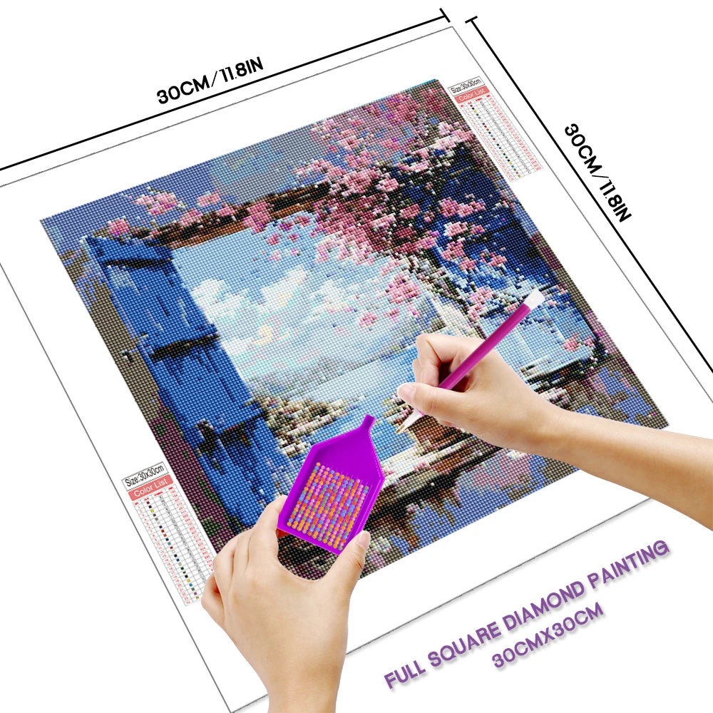 Huacan DIY Diamond Painting Landscape Window Flower Full Square / Round Drill