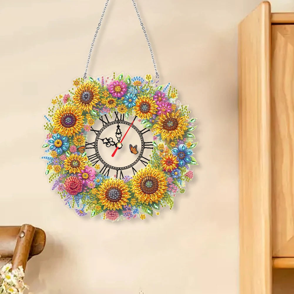 DIY Diamond Painting Kit Flower / Clock Decor, Diamond Painting For Coffee Living Room Home Decor Hanging Pendant