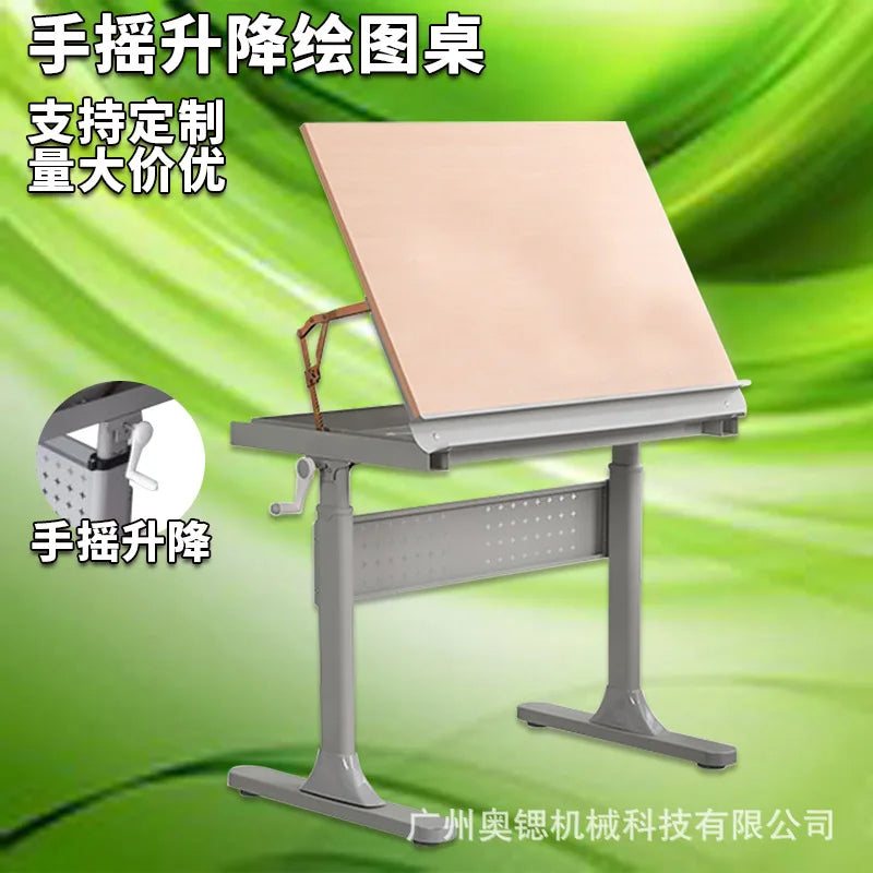 Wooden Lifting Drawing Table Art Classroom Student Drawing Table Tilting Desktop Engineer Drawing Table