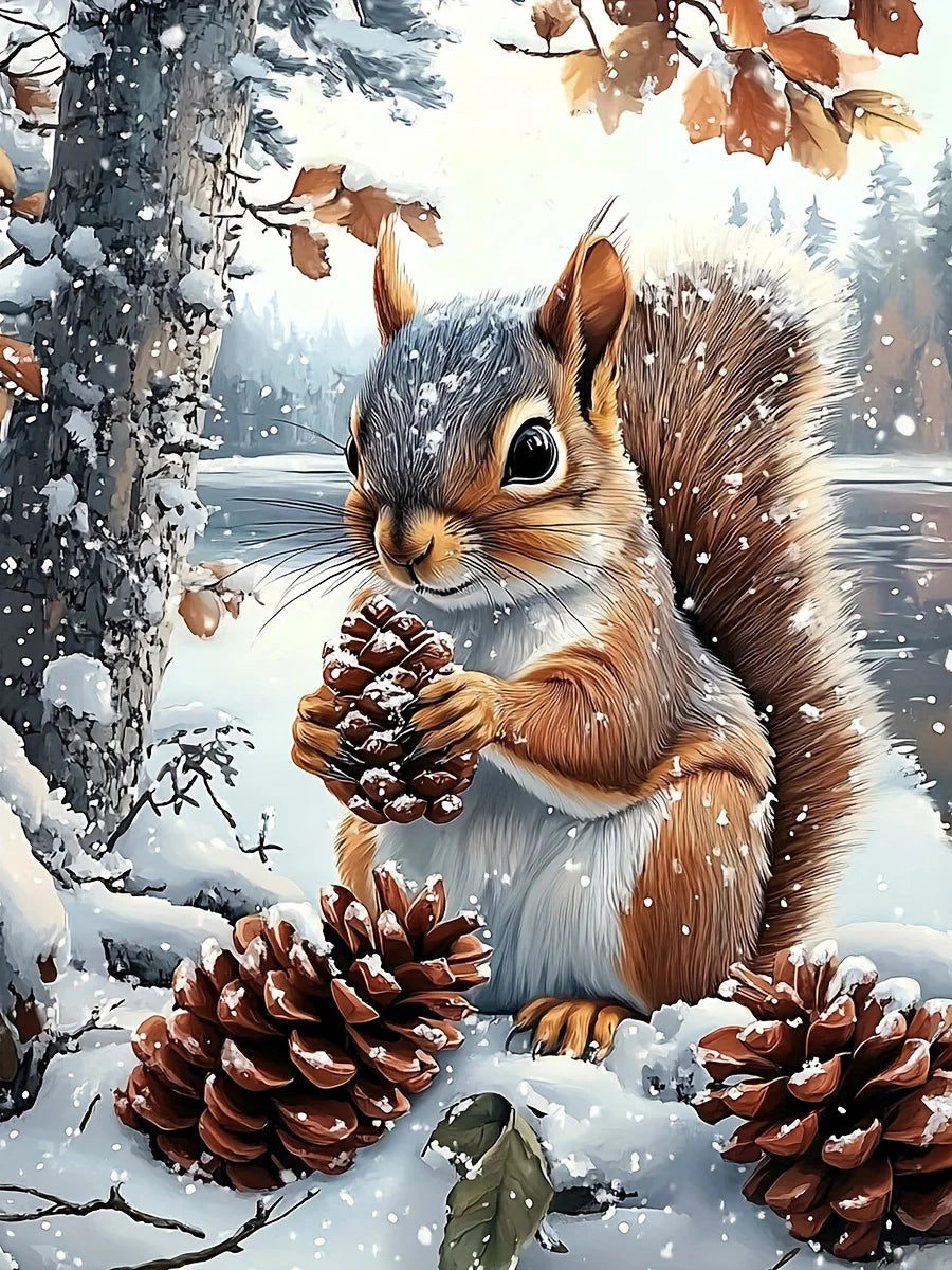 Huacan Squirrel Snow DIY Diamond Painting Full Square / Round Drill