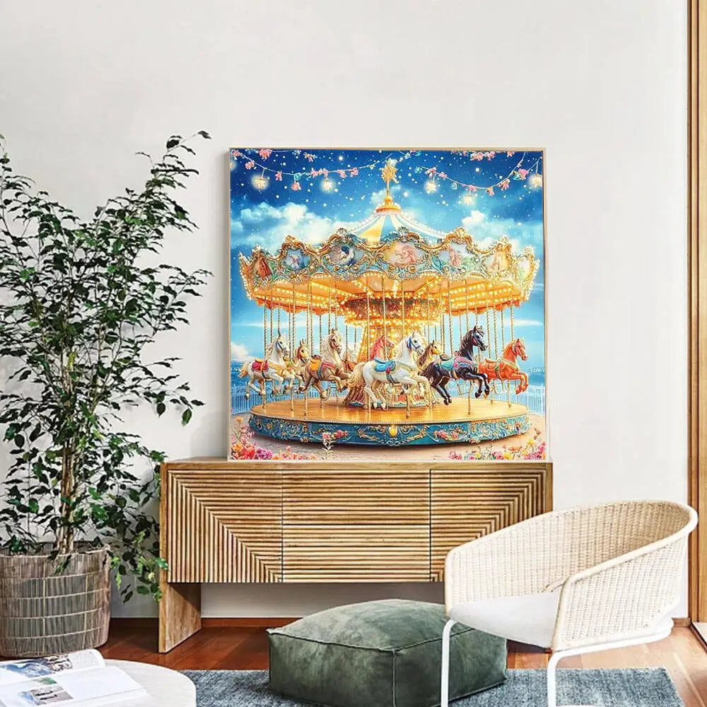 Huacan 5D DIY Dreamy Carousel Diamond Painting, Full Square / Round Drill