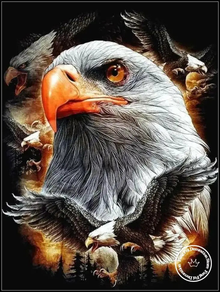 5D DIY Full Drill Eagle Animal Diamond Rhinestone Painting Bald Eagle Cross Stitch Kit Embroidery Picture Mosaic Home Decoration