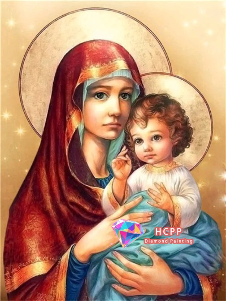 Jesus, Virgin Mary Diamond Painting Kit Square or Round Diamond 5D DIY Religious Mosaic