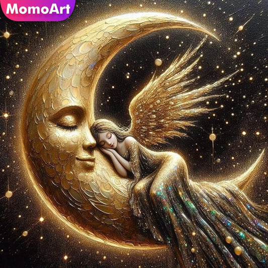 Girl Angel and Moon DIY Diamond Mosaic Square or Round