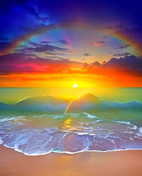 Sunset Landscape Seaside Beach Full Round Drill Rhinestones