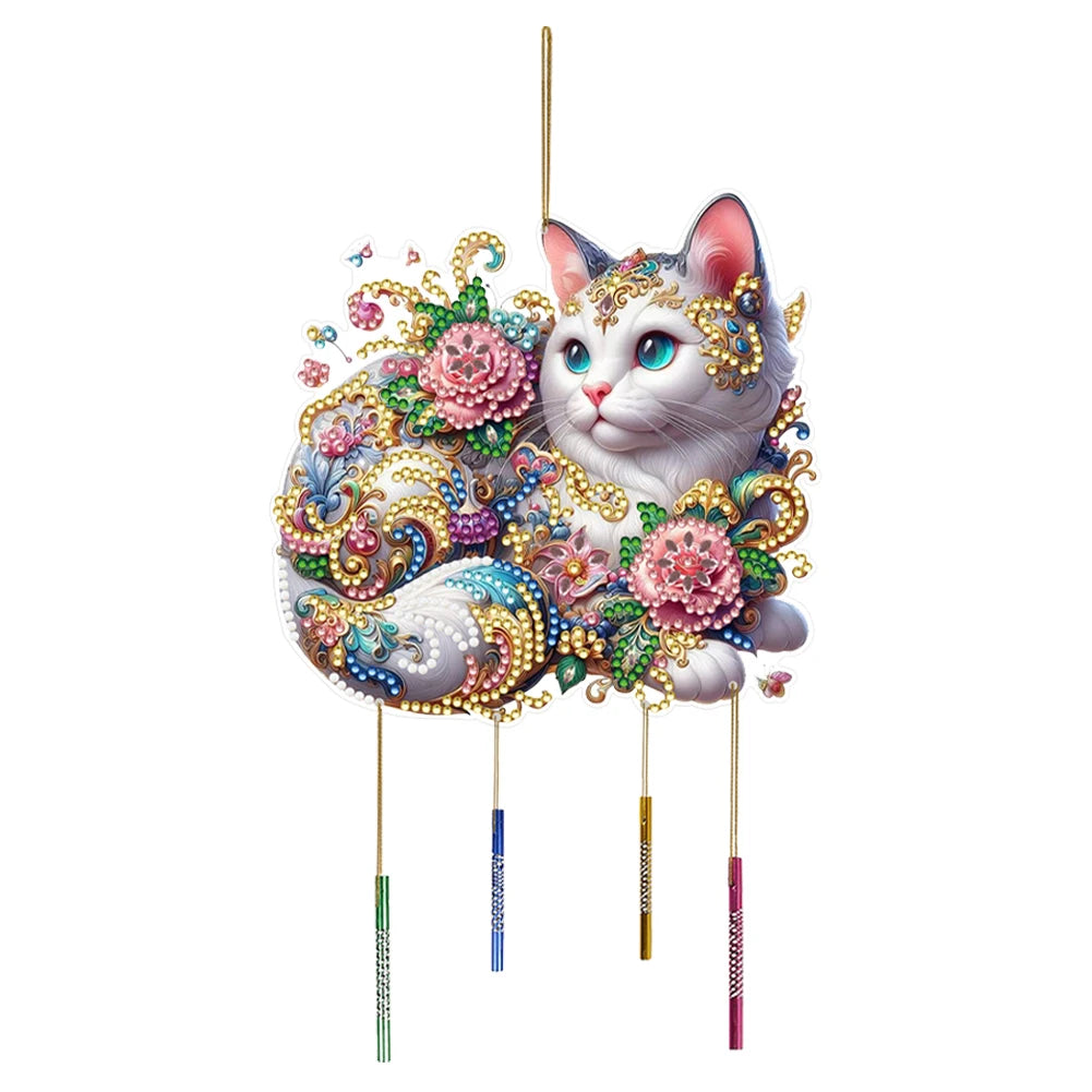 Double Sided Special Shaped Cute Animal Diamond Painting Hanging Wind Chime ,DIY 5D Crystal Rhinestone Wind Bell Kits Home Decor