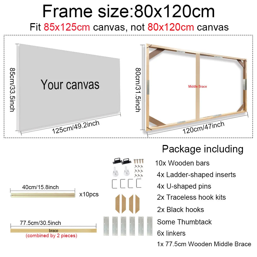Various Sizes Canvas Frame, Wooden Frames Natural Wooden, Diamond Painting Frames Canvas, Wood Wall Frame