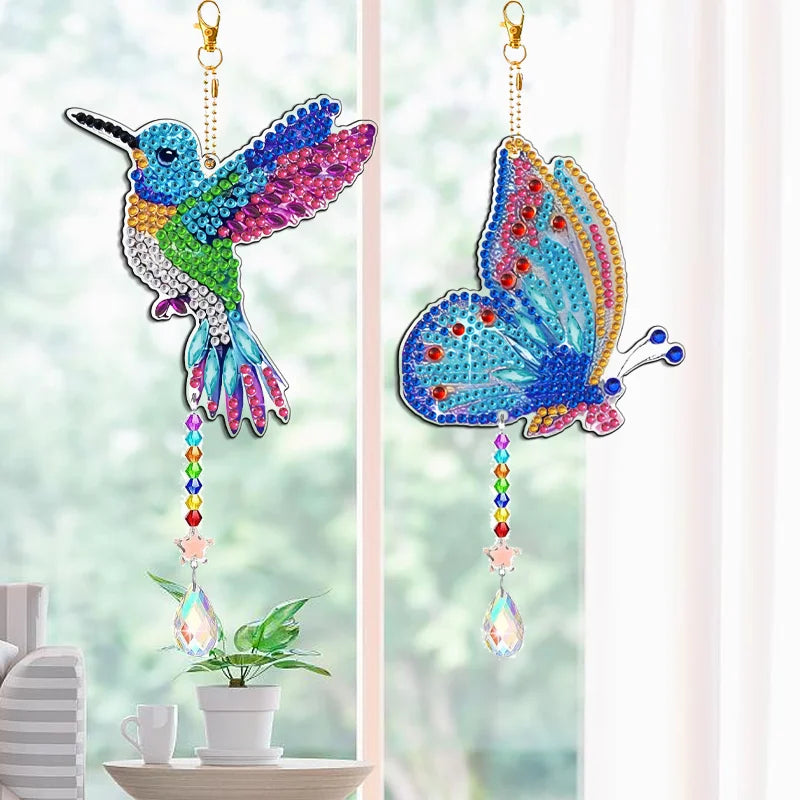 4-Piece DIY Diamond Painted Capture Wind Chime, Double Sided Butterfly