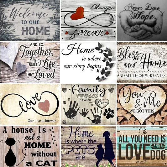 5D Diamond Painting Full Square / Round Family Poster Heart Text Love