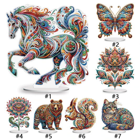 Round+Special Shape Diamond Painting Tabletop Ornaments Kit Gorgeous Butterfly Desktop Diamond Art Kits for Office Desktop Decor