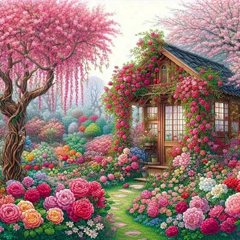 House Diamond Painting Landscape Flower5d DIY Square / Round Full Drill
